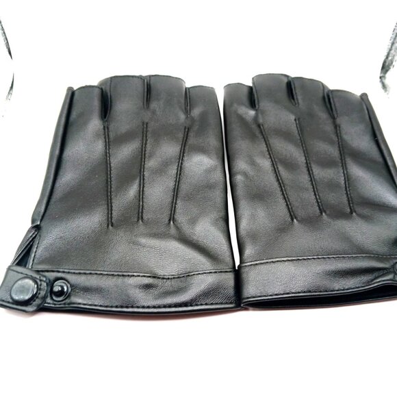 Faux Leather Fingerless Gloves-Black New - Picture 1 of 10